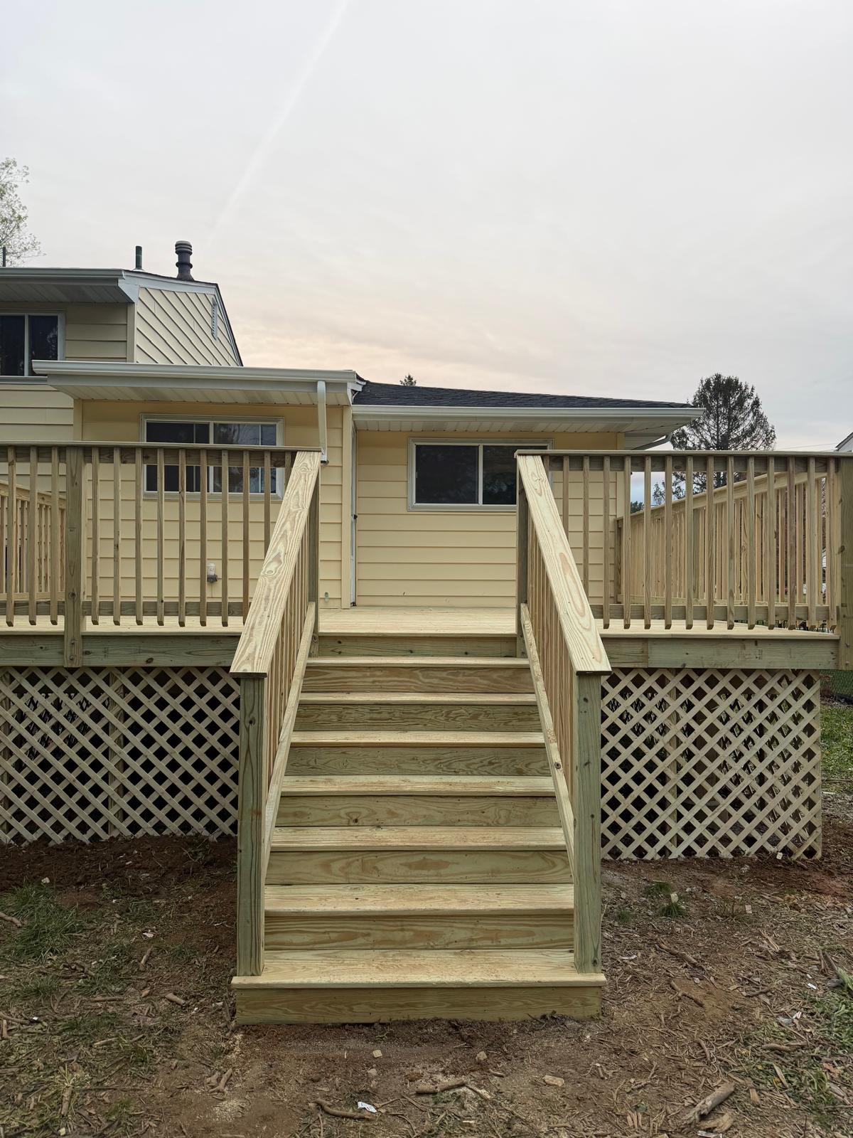 Custom deck stairs and railing detail